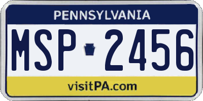 PA license plate MSP2456