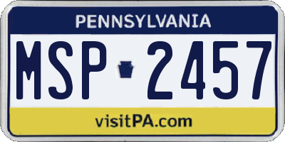 PA license plate MSP2457