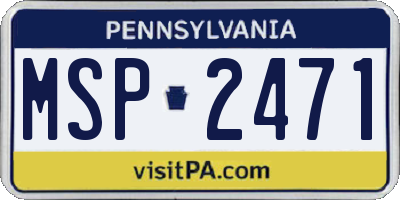 PA license plate MSP2471