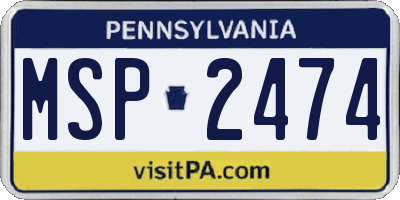PA license plate MSP2474