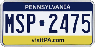 PA license plate MSP2475