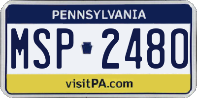 PA license plate MSP2480