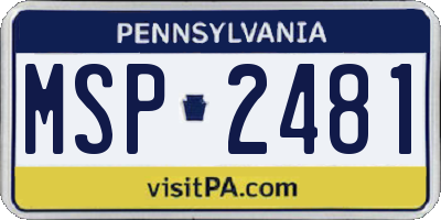 PA license plate MSP2481
