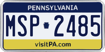 PA license plate MSP2485