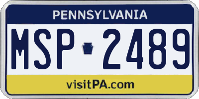 PA license plate MSP2489