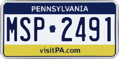 PA license plate MSP2491