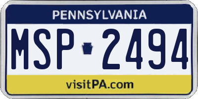 PA license plate MSP2494