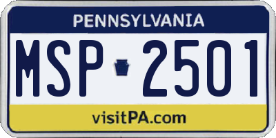 PA license plate MSP2501
