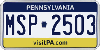 PA license plate MSP2503
