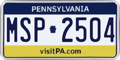 PA license plate MSP2504