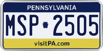 PA license plate MSP2505