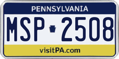 PA license plate MSP2508