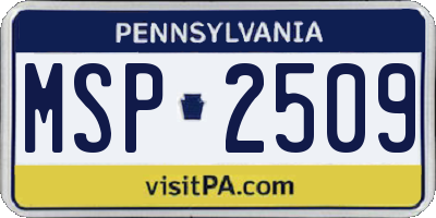 PA license plate MSP2509