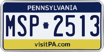 PA license plate MSP2513