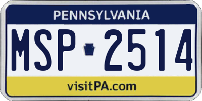 PA license plate MSP2514