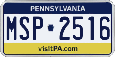 PA license plate MSP2516