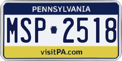 PA license plate MSP2518