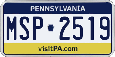 PA license plate MSP2519