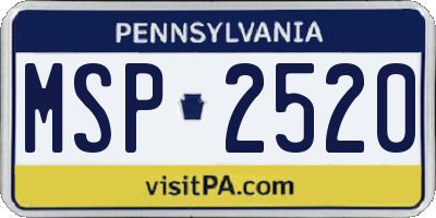 PA license plate MSP2520