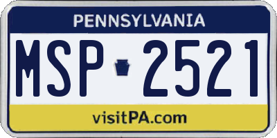 PA license plate MSP2521