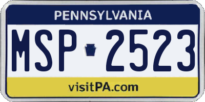 PA license plate MSP2523