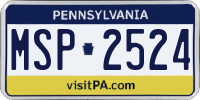 PA license plate MSP2524