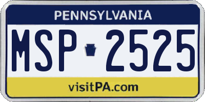 PA license plate MSP2525