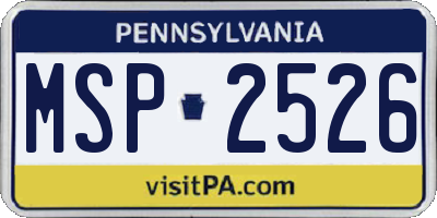 PA license plate MSP2526