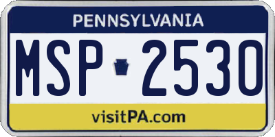 PA license plate MSP2530