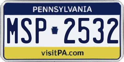 PA license plate MSP2532