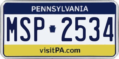 PA license plate MSP2534