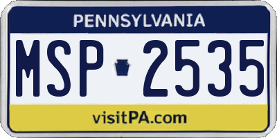 PA license plate MSP2535