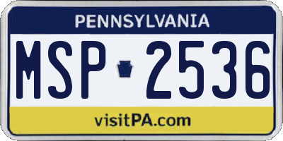 PA license plate MSP2536