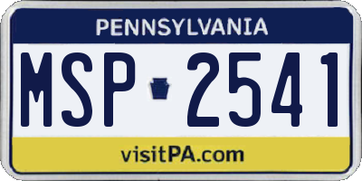 PA license plate MSP2541