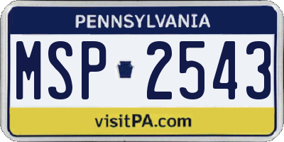 PA license plate MSP2543