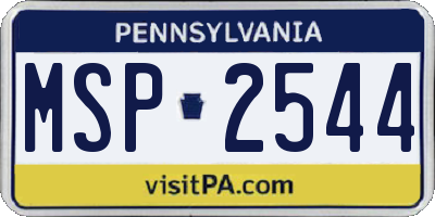 PA license plate MSP2544