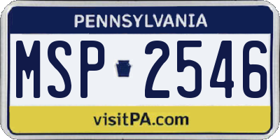 PA license plate MSP2546