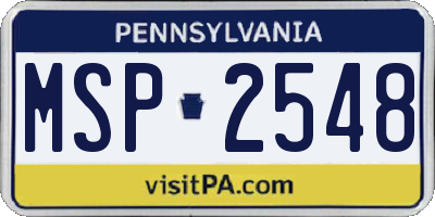 PA license plate MSP2548