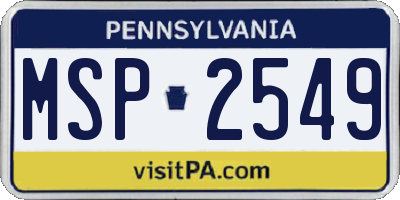 PA license plate MSP2549