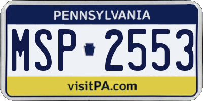 PA license plate MSP2553