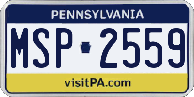 PA license plate MSP2559