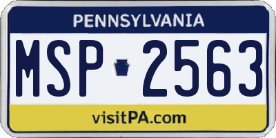 PA license plate MSP2563