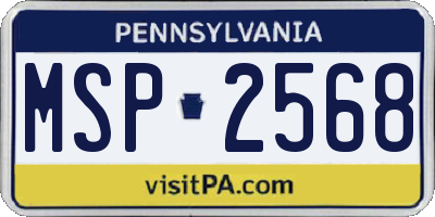 PA license plate MSP2568
