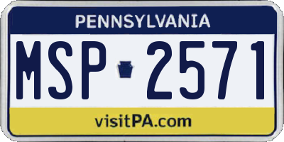 PA license plate MSP2571