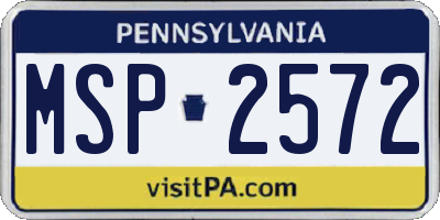 PA license plate MSP2572