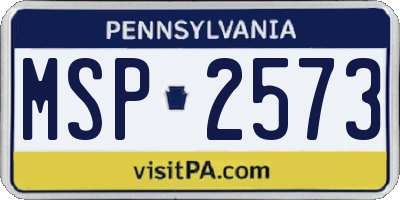PA license plate MSP2573