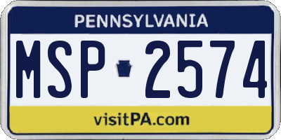 PA license plate MSP2574