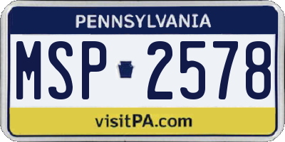 PA license plate MSP2578