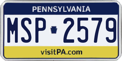 PA license plate MSP2579