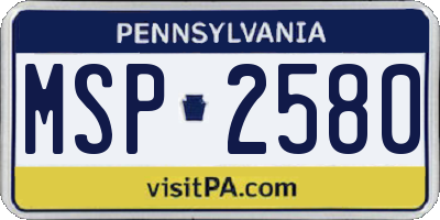 PA license plate MSP2580